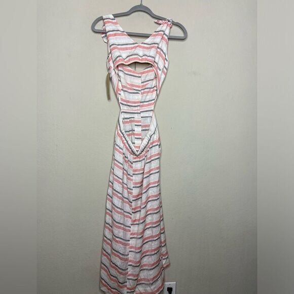 NWT Reformation Gisela Midi White Pink Dress Stripes Linen Size 2 - Picture 10 of 10